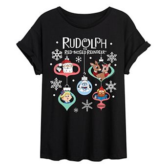 Juniors' Rudolph The Red-Nosed Reindeer Oversized Graphic Tee