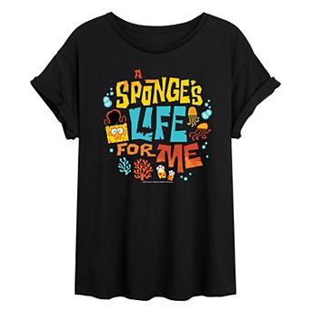 Juniors' The SpongeBob Movie: Search for SquarePants A Sponge's Life For Me Oversized Tee