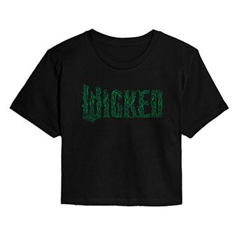Juniors' Wicked For Good Logo Tree Branch Cropped Tee