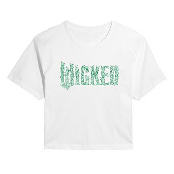 Juniors' Wicked For Good Logo Tree Branch Cropped Tee
