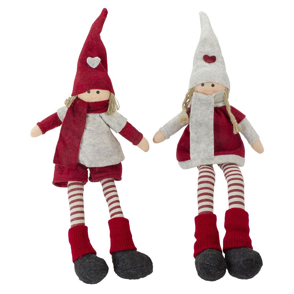 Northlight Plush Sitting Christmas Figures Set of 2