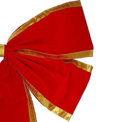 Northlight 4-Loop Velveteen Christmas Bow with Gold Trim