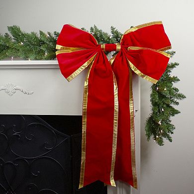 Northlight 4-Loop Velveteen Christmas Bow with Gold Trim