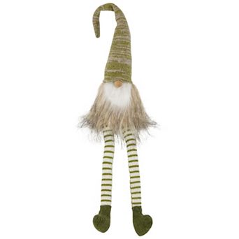 Northlight Sitting 29 in Gnome with Knitted Hat & Dangling Legs Christmas Figure