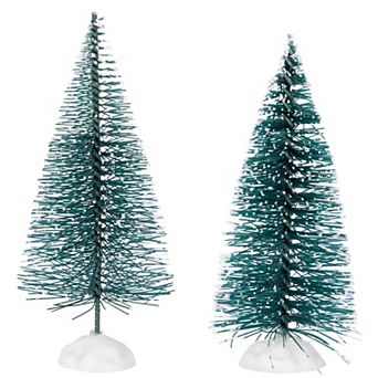 Northlight 4-Inch Frosted Mini Bottle Brush Pine Christmas Village Trees 2 pc Set