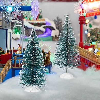 Northlight 4-Inch Frosted Mini Bottle Brush Pine Christmas Village Trees 2-pc. Set