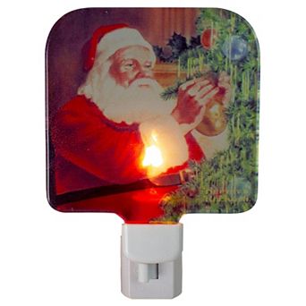 Northlight 6-Inch Norman Rockwell Santa Trimming Tree Glass Night Light
