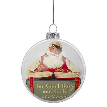 Northlight Norman Rockwell "For Good Boys and Girls" Glass Disc Christmas Ornament