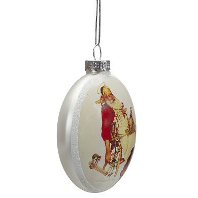 Northlight Norman Rockwell 'Santa and His Helpers' Glass Disc Christmas Ornament