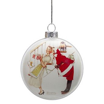 Northlight Norman Rockwell 'Christmas Surprise' Glass Disc Christmas Ornament