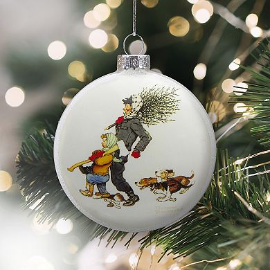 Northlight Norman Rockwell 'Bringing Home The Tree' Glass Disc Christmas Ornament