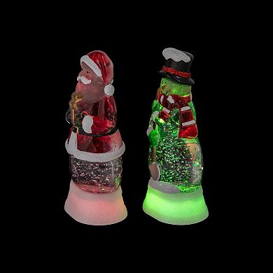 Northlight LED Lighted Santa & Snowman Acrylic Snow Globes 2-pc. Table Decor