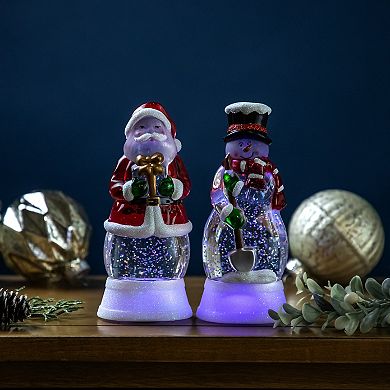 Northlight LED Lighted Santa & Snowman Acrylic Snow Globes 2-pc. Table Decor