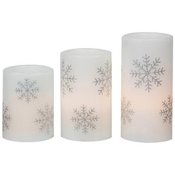 Northlight LED Flameless Flickering Wax Pillar Christmas Candles Set of 3