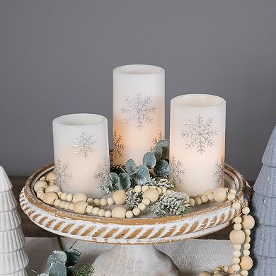 Northlight LED Flameless Flickering Wax Pillar Christmas Candles Set of 3