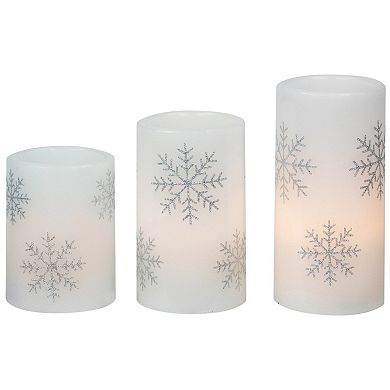 Northlight LED Flameless Flickering Wax Pillar Christmas Candles Set of 3