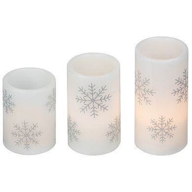 Northlight LED Flameless Flickering Wax Pillar Christmas Candles Set of 3