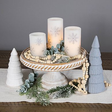 Northlight LED Flameless Flickering Wax Pillar Christmas Candles Set of 3