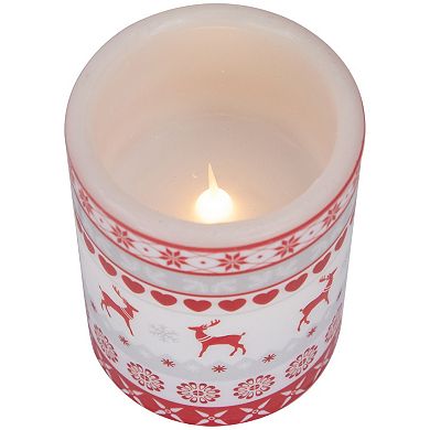 Northlight LED Flameless Flickering Nordic Reindeer Wax Pillar Candles Set of 3