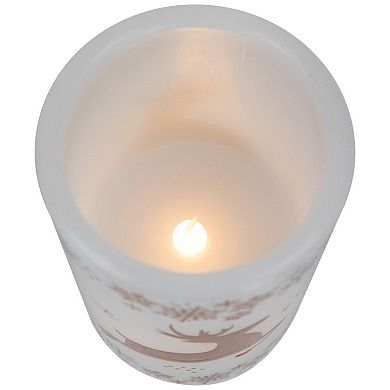 Northlight LED Flameless Flickering Wax Reindeer Pillar Christmas Candles Set of 3