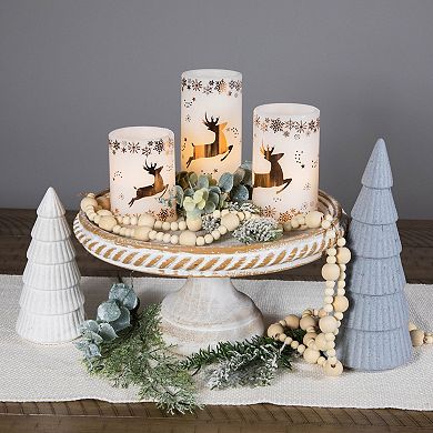 Northlight LED Flameless Flickering Wax Reindeer Pillar Christmas Candles Set of 3
