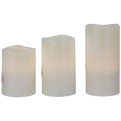 Northlight LED Flameless "Merry Christmas" Wax Pillar Candles Set of 3