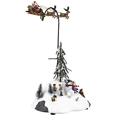 Northlight 13.5-Inch LED Lighted Musical Flying Santa Animated Christmas Village Display Table Décor