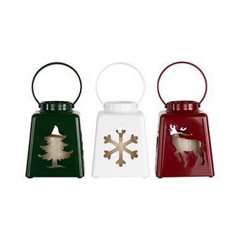 Northlight 8-Inch LED Lighted Snowflake & Reindeer Candle Lanterns Set of 3