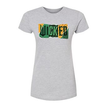 Juniors' Wicked For Good Logo Ripped Fitted Tee