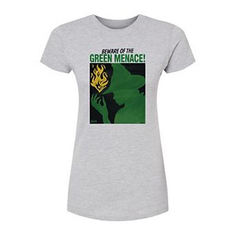 Juniors' Wicked For Good Beware Of The Green Menace! Fitted Tee