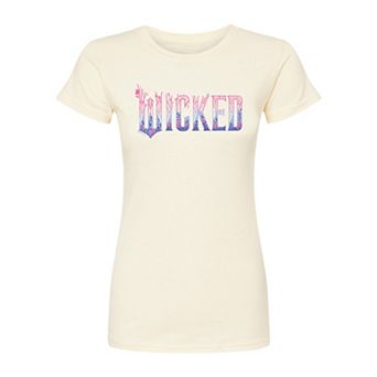 Juniors' Wicked For Good Logo Floral Fitted Tee