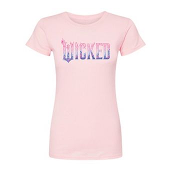 Juniors' Wicked For Good Logo Floral Fitted Tee