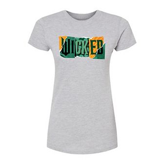 Juniors' Wicked For Good Logo Ripped Fitted Tee
