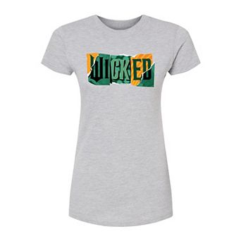 Juniors' Wicked For Good Logo Ripped Fitted Tee