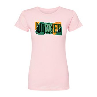 Juniors' Wicked For Good Logo Ripped Fitted Tee
