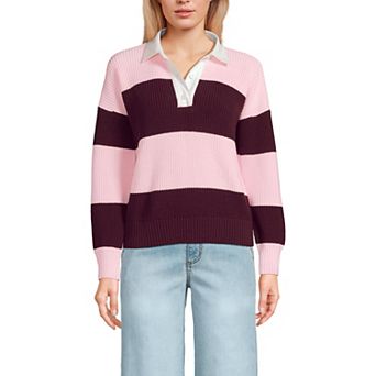 Women's Lands' End Drifter Woven Collar Rugby Sweater