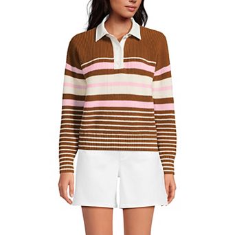 Women's Lands' End Drifter Woven Collar Rugby Sweater