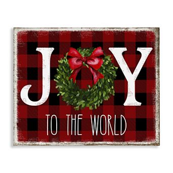 Stupell Home Decor Charming Christmas Buffalo Plaid Canvas Wall Art