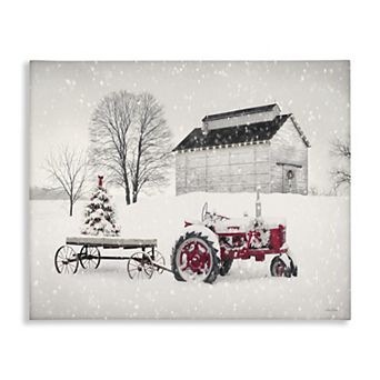 Stupell Home Decor Festive Christmas Tractor Canvas Wall Art
