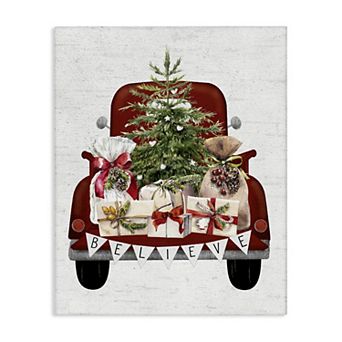 Stupell Home Decor Believe Seasonal Christmas Truck Canvas Wall Art