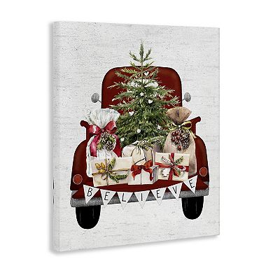 Stupell Home Decor Believe Seasonal Christmas Truck Canvas Wall Art
