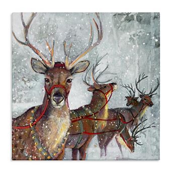 Stupell Home Decor Winter Reindeer Holiday Landscape Canvas Wall Art