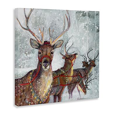 Stupell Home Decor Winter Reindeer Holiday Landscape Canvas Wall Art
