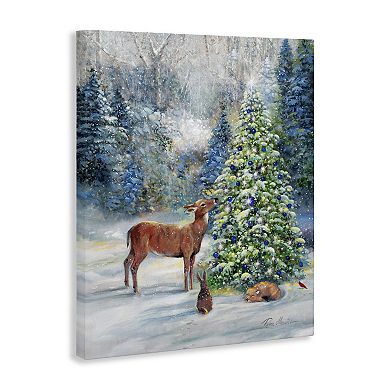 Stupell Home Decor Winter Woodland Animals Tree Canvas Wall Art