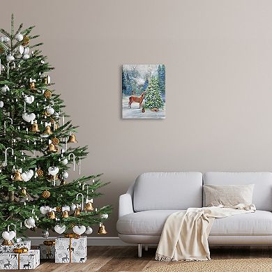 Stupell Home Decor Winter Woodland Animals Tree Canvas Wall Art
