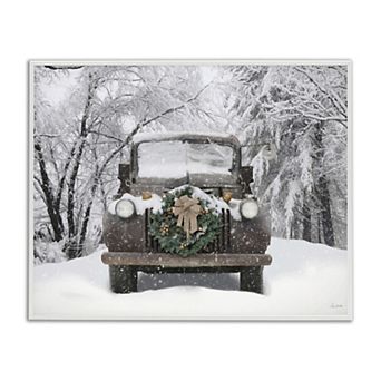 Stupell Home Decor Wreathed Truck in Snow Framed Giclee Wall Art