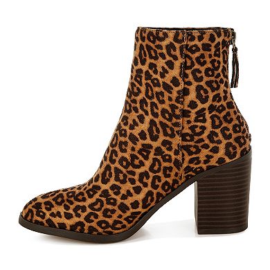 London Rag Veyara Women's Block Heel Leopard Print Boots