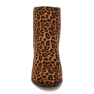 London Rag Veyara Women's Block Heel Leopard Print Boots