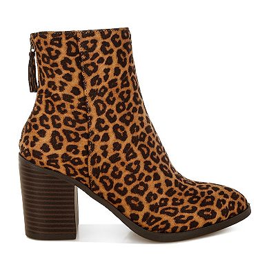London Rag Veyara Women's Block Heel Leopard Print Boots