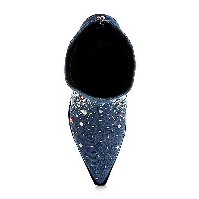London Rag Starlit Women's Multi Stone Embellished Boots